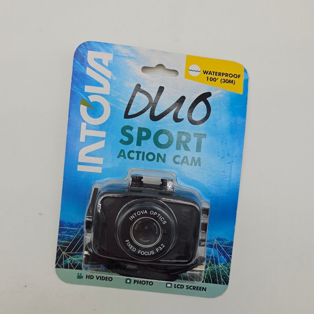 INTOVA DUO SPORT ACTION CAM CAMERA W/ WATERPROOF FLOATING HOUSING-BRAND‎ NEW